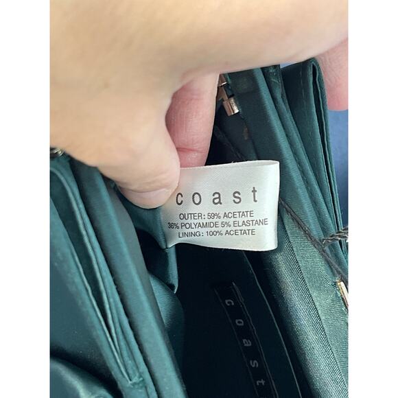 COAST Green Satin Unique Evening Bag Clutch with Chain Shoulder Strap NWT - Picture 6 of 14